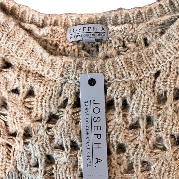Joseph A. NWT Sweater L Womens Tan Open Knit Round Neck Pullover Size Large - Picture 3 of 7